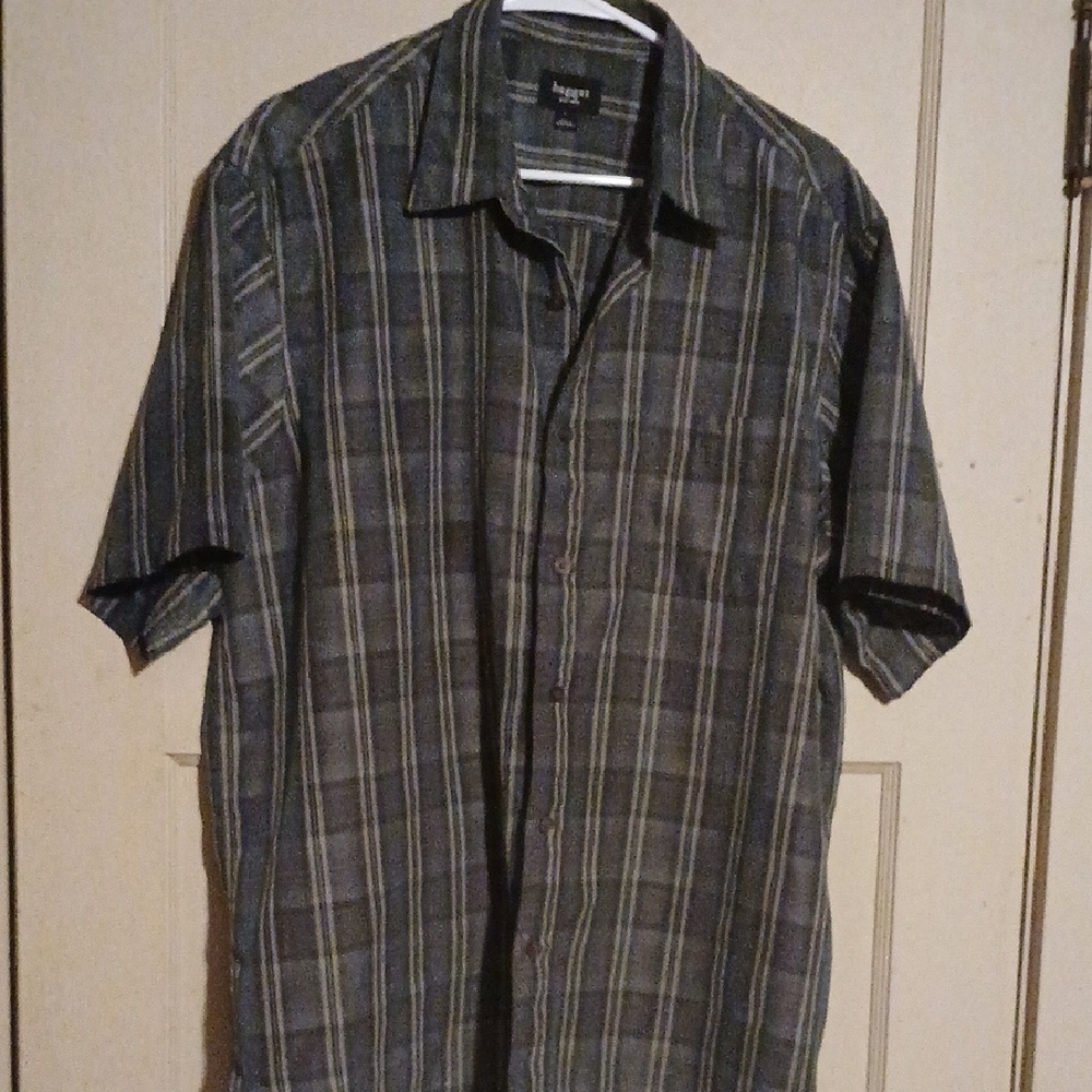 Haggar Men's Gray Plaid Shirt